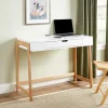 Mid-Century Solid Wood Smart Desk With USB Ports