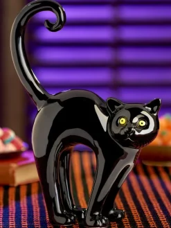 Midnight the Black Halloween Cat Ceramic Decoration