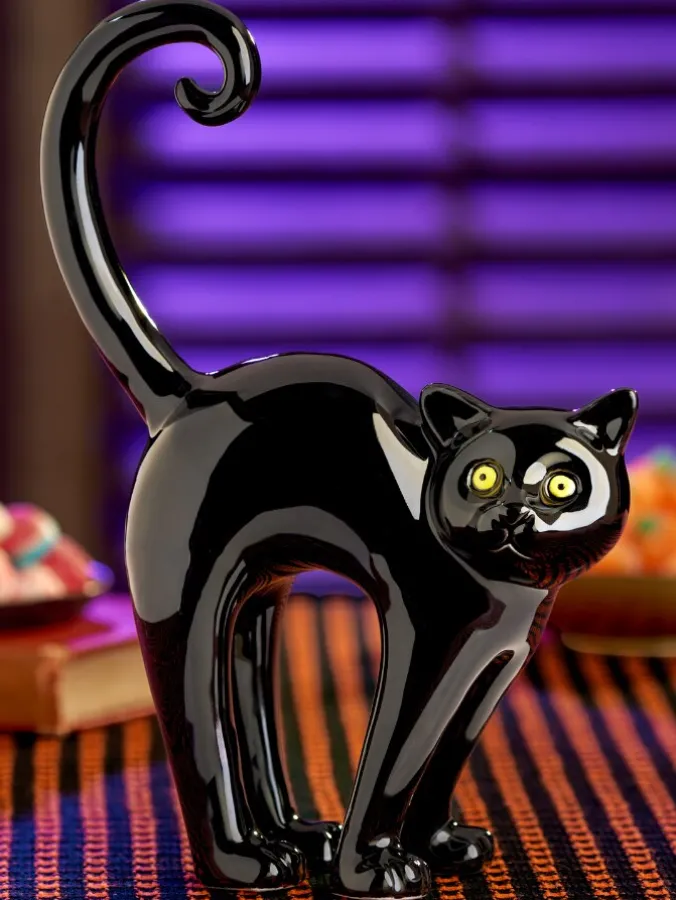 Midnight the Black Halloween Cat Ceramic Decoration