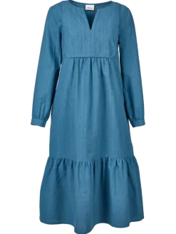 Midweight Linen Tiered Midi Dress