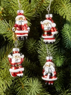 Mini Santa Blown-Glass Christmas Ornaments, Set of 8