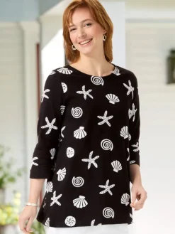 M.MAC® Pearly Seashells Scoop-Neck Cotton Knit Tunic