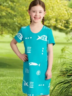 M.MAC® Rock Fish Cotton Knit Dress for Girls