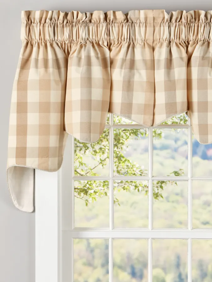 Moire Plaid Lined Rod Pocket Princess Swag Pair by Country Curtains®