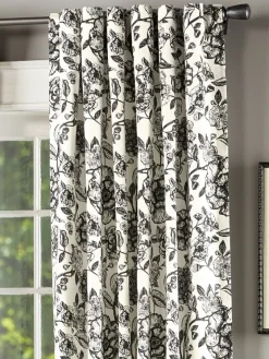 Moonlit Blooms Lined Rod Pocket Panel With Back Tabs