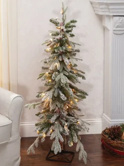 Mountain Pine Flocked Pre-Lit Artificial Christmas Tree