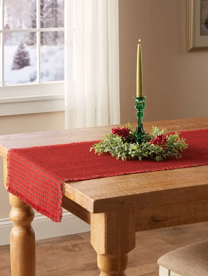 Mountain Weavers Christmas Cotton Table Runner, 18 Inch Wide
