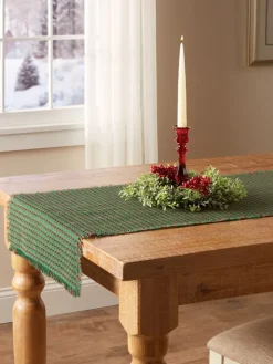 Mountain Weavers Christmas Cotton Table Runner, 18 Inch Wide