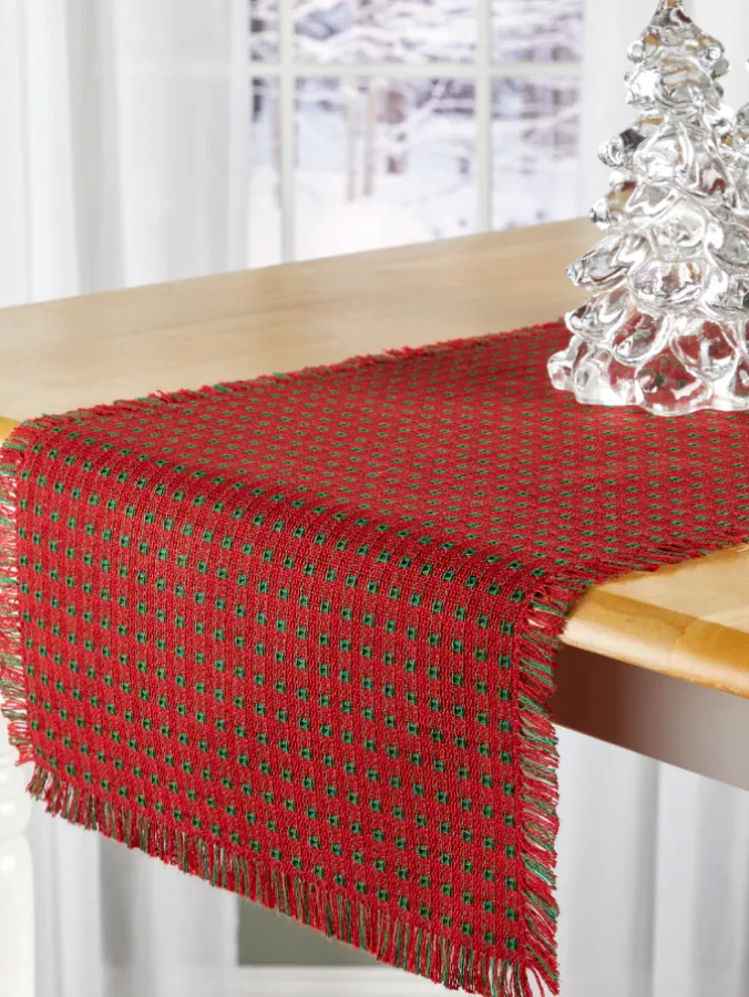 Mountain Weavers Christmas Cotton Table Runner, 14 Inch Wide