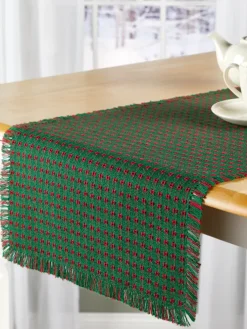 Mountain Weavers Christmas Cotton Table Runner, 14 Inch Wide