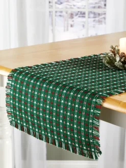 Mountain Weavers Christmas Cotton Table Runner, 14 Inch Wide