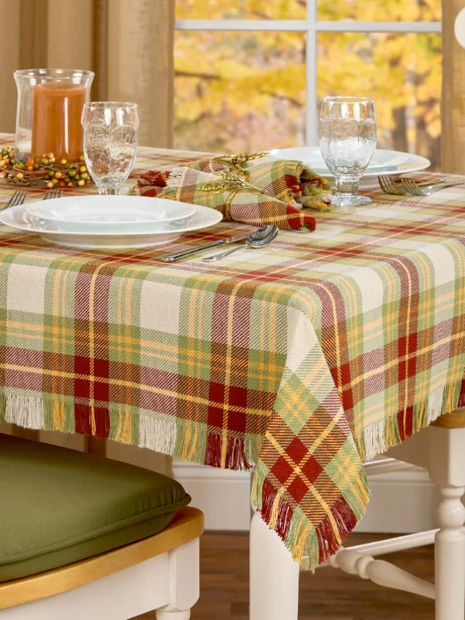 Mountain Weavers Hartland Fall Plaid Weave Cotton Tablecloth