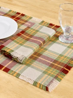 Mountain Weavers Hartland Fall Plaid Weave Cotton Napkin, Set of 2