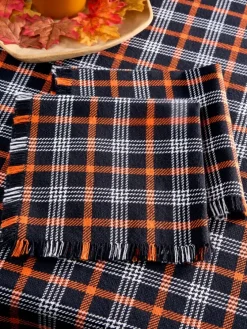 Mountain Weavers Hartland Halloween Plaid Weave Cotton Napkin, Set of 2