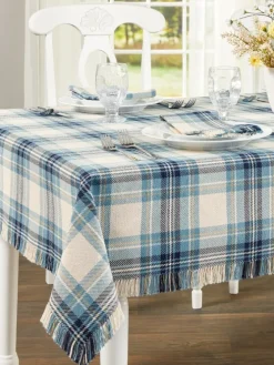 Mountain Weavers Hartland Plaid Weave Cotton Tablecloth