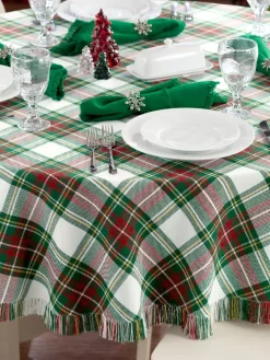 Mountain Weavers Hartland Plaid Weave Cotton Tablecloth