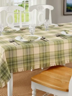 Mountain Weavers Hartland Plaid Weave Cotton Tablecloth