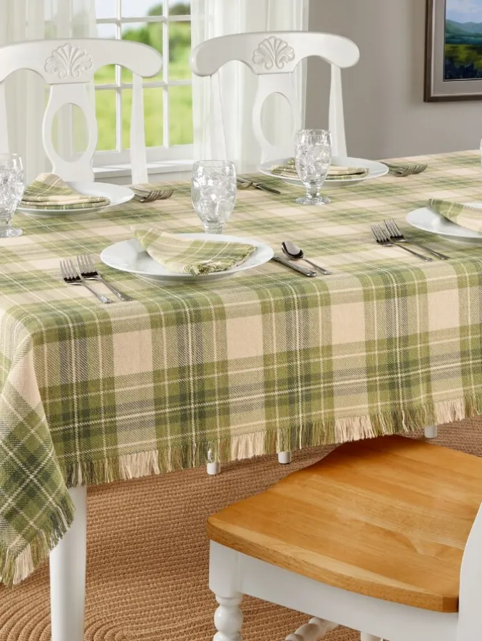 Mountain Weavers Hartland Plaid Weave Cotton Tablecloth