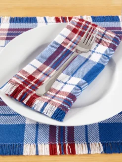 Mountain Weavers Hartland Plaid Weave Cotton Napkin, Set of 2