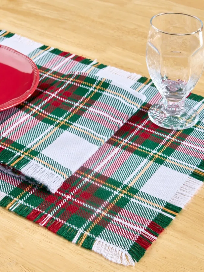 Mountain Weavers Hartland Plaid Weave Cotton Napkin, Set of 2