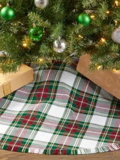Mountain Weavers Hartland Plaid Weave Cotton Christmas Tree Skirt