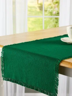 Mountain Weavers Hartland Solid Color Cotton Table Runner, 14 Inch Wide