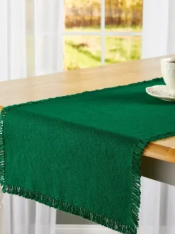 Mountain Weavers Hartland Solid Color Cotton Table Runner, 14 Inch Wide
