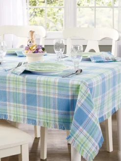 Mountain Weavers Hartland Spring Plaid Weave Cotton Tablecloth