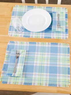 Mountain Weavers Hartland Spring Plaid Weave Cotton Placemat, Set of 2