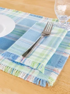 Mountain Weavers Hartland Spring Plaid Weave Cotton Napkin, Set of 2