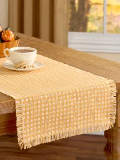 Mountain Weavers Thanksgiving Cotton Table Runner, 14 Inch Wide