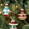 Multi-Shape Striped Glass Christmas Ornament Assortment, Set of 6