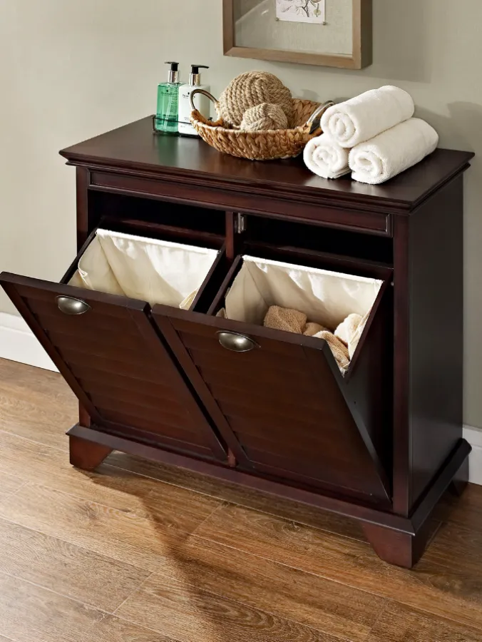 Nantucket Space-Saver Dual-Compartment Hamper