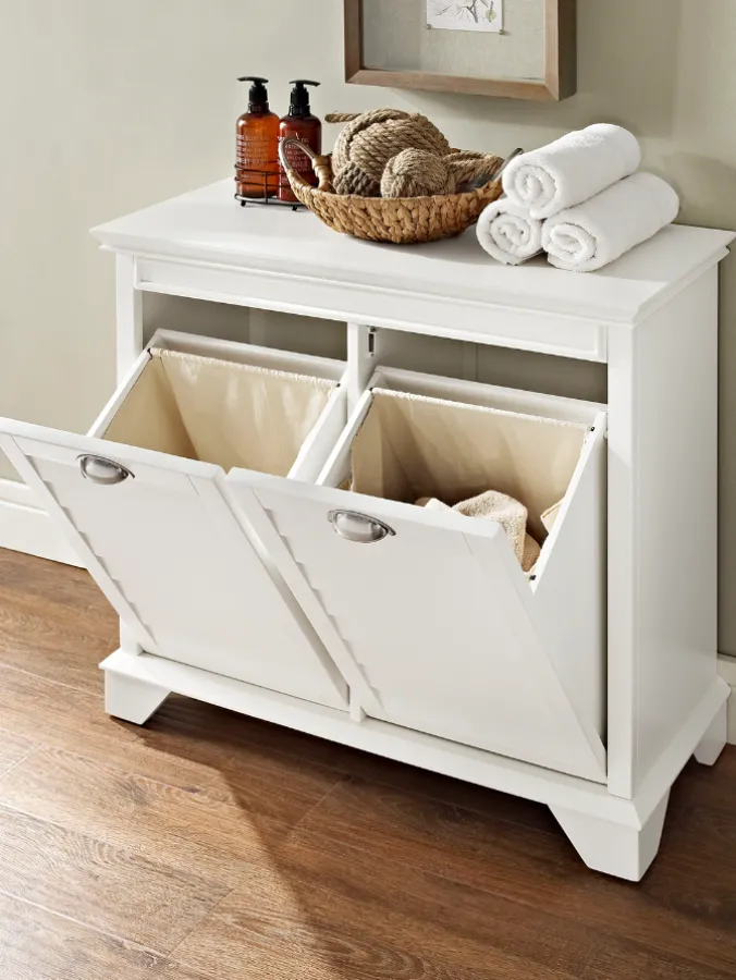 Nantucket Space-Saver Dual-Compartment Hamper