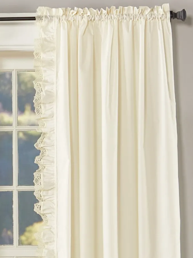 Narrow Ruffles Lace Trim Rod Pocket Cape Cod Curtains