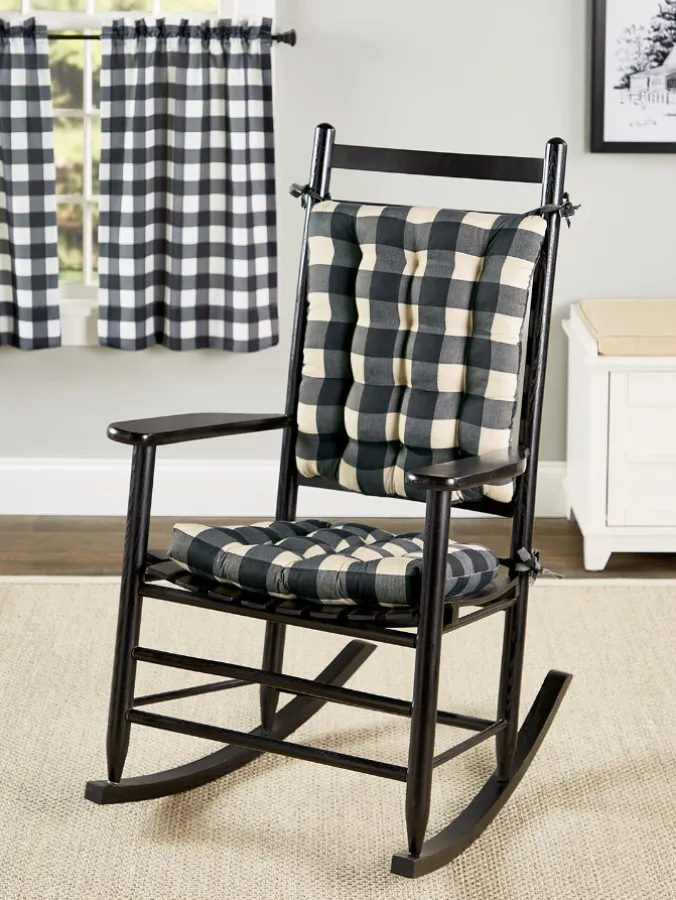 Never-Flatten Buffalo Check Rocker Chair Cushion Set by Country Curtains®, In 2 Sizes