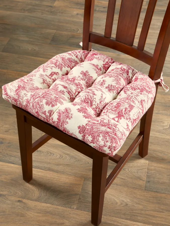 Never-Flatten Essex Toile Chair Cushion, In 2 Sizes