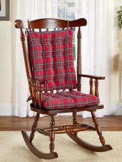 Never-Flatten Tartan Flannel Rocking Chair Cushion, In 2 Sizes