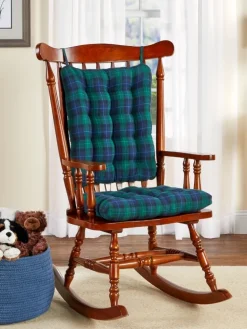 Never-Flatten Tartan Flannel Rocking Chair Cushion, In 2 Sizes