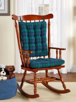 Never-Flatten Tartan Flannel Rocking Chair Cushion, In 2 Sizes