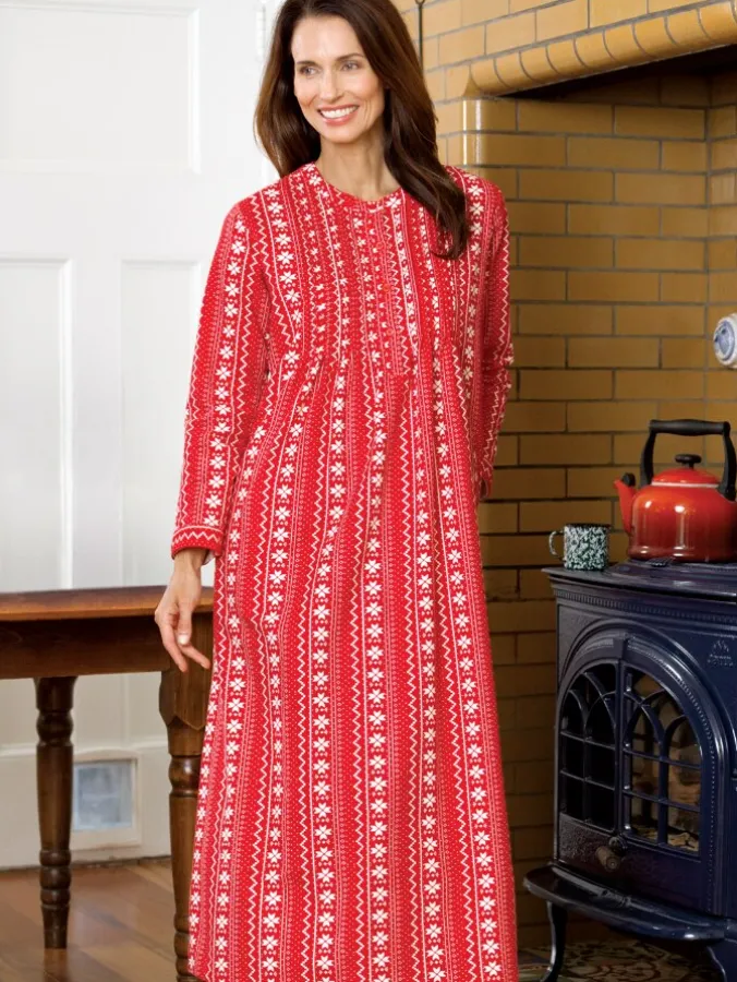 Nordic Snowflake Flannel Nightgown
