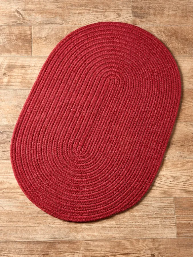 Northshire Solid Color Oval Braided Wool Rug