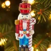 Nutcracker With Candy Cane Blown-Glass Christmas Ornament