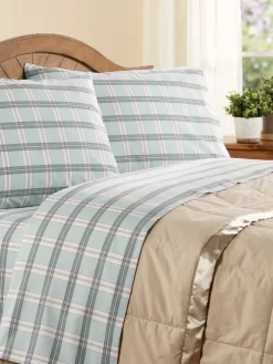 Open-Stock Plaid Portuguese Cotton Percale Sheets