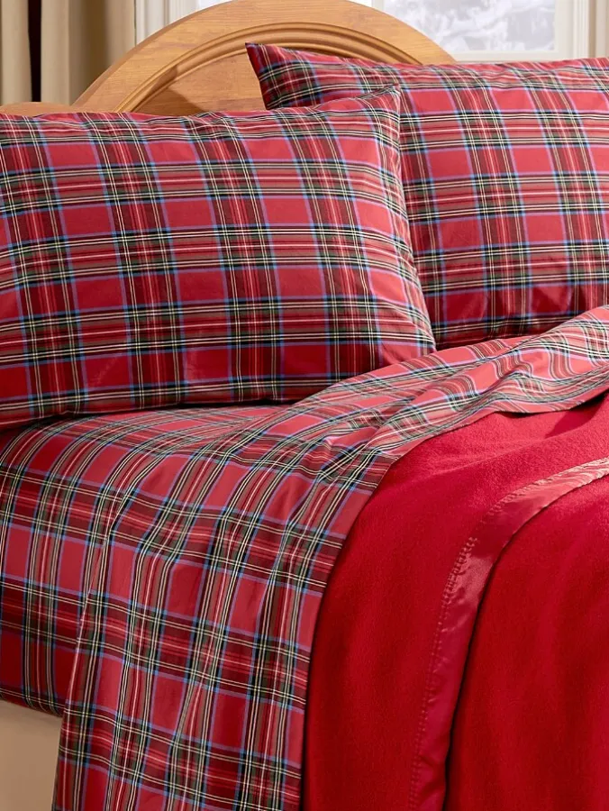 Open-Stock Plaid Portuguese Cotton Percale Sheets