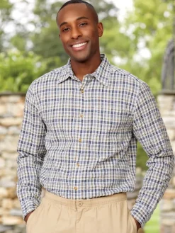 Orton Brothers Checked Seersucker Long-Sleeve Shirt