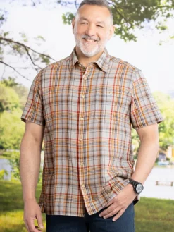 Orton Brothers Cotton Gauze Plaid Short-Sleeve Shirt