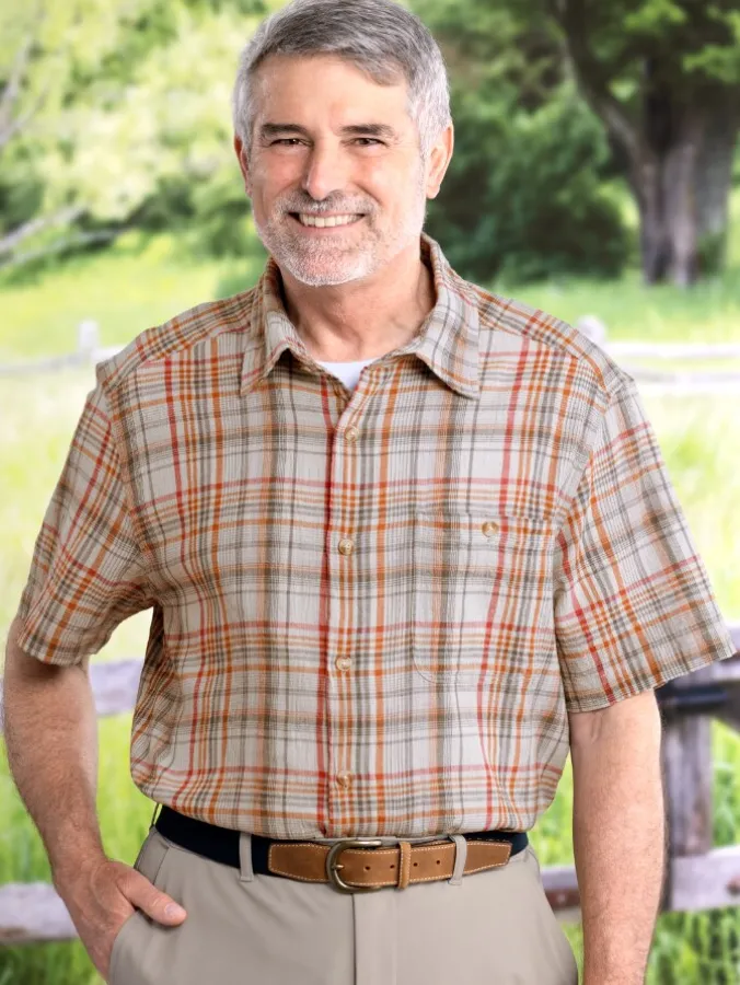 Orton Brothers Cotton Gauze Plaid Short-Sleeve Shirt