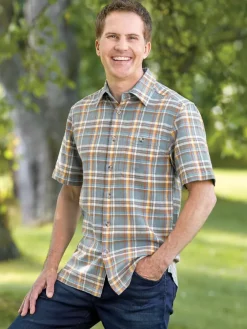 Orton Brothers Cotton/Linen Plaid Camp Shirt