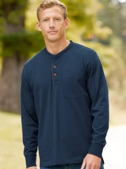 Orton Brothers Cotton Long-Sleeve Henley Shirt